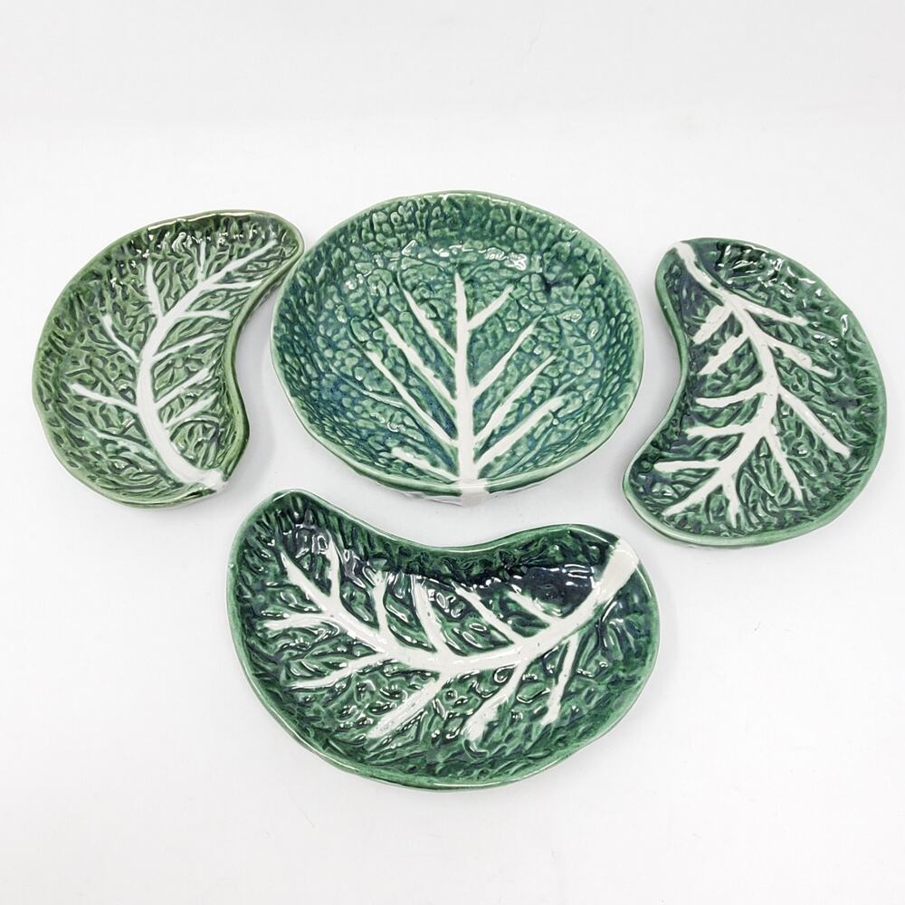 Vintage Cabbage Bowl and condiment dishes Set of 4 Made in Portugal Stamped
